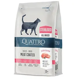 Корм Quattro Cat Sterilized Salmon для стерилізованих котів з лососем 1.5 кг