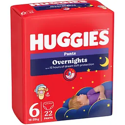 Подгузники-трусики Huggies Overnight 6 (15-25 кг) 22 шт.