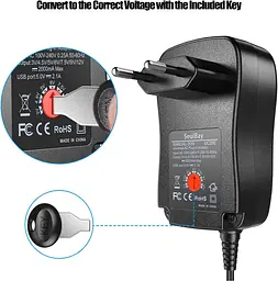 Багатофункціональний адаптер SoulBay 30W 3–12V з USB та набором насадок - мініатюра 8