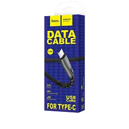 Кабель Hoco U58 Pisces Cable USB to Type-C 2,4A 1,2m Black - мініатюра 2