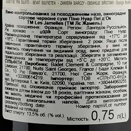 Вино Les Jamelles Pinot Noir rouge, червоне, сухе, 13%, 0,75 л - мініатюра 4