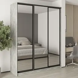 Шафа-купе тридверна MebelStar Стандарт BG 3 Дзеркала 190x60x240 см Бетон (MBS-8815)