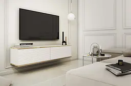 Тумба під телевізор навісна Perfect Home Оро / Oro 2-дверна RTV135 MDF Білий (PFH-091354)