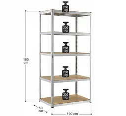 Стелаж LEOBRO Premium 180 х 100 х 50 см, 200кг/полиця, 5 полиць (LB-R107) - мініатюра 4