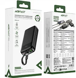 Зовнішній аккумулятор ACEFAST M14 PD20W power bank with cable 20000mAh Чорний - мініатюра 2