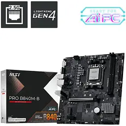 Материнська плата MSI PRO B840M-B sAM5 B840 2xDDR5 M.2 HDMI DSub mATX - мініатюра 5