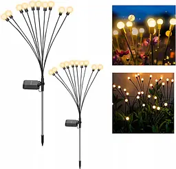 Садовый автономный светильник на солнечных батареях, FireFly 10 led, комплект 2 шт.