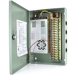 Імпульсний блок живлення Voltronic 12V-30A/18CH в боксі з замком перфорований, 18-ти канальний, Q14