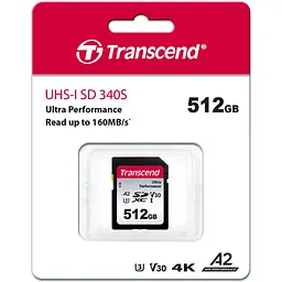 Карта пам'яті Transcend SD 512GB C10 UHS-I U3 A2 R160/W90MB/s 4K (TS512GSDC340S) - мініатюра 2