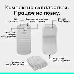 Миша Logitech Mobi Fold Wireless Mouse White (910-007631) - мініатюра 5