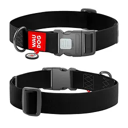 Нашийник для собак водостійкий Waudog Waterproof з QR-паспортом пластиковий фастекс XXL Ш 40 мм Д 46-70 см чорний