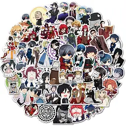 Стікерпак Темний дворецький Набір наклейок GeekLand Black Butler 50 штук