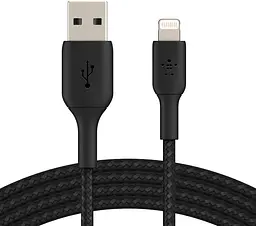 Кабель Belkin USB-A > Lightning заряджання/синхронізації 1м, 12Вт, плетений, чорний teh0013643 - мініатюра 2