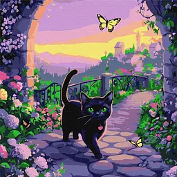 Картина за номерами Тварини. Чорний кіт 40x40 см Ідейка KHO 6780