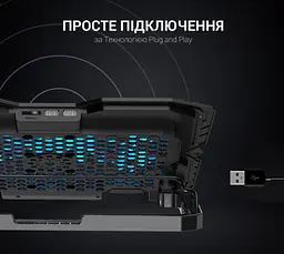 Охолоджувальна підставка для ноутбука до 15,6 дюйма GamePro GPCP-627 2xUSB 5xfans - мініатюра 5