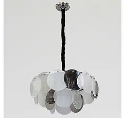 Дизайнерська підвісна люстра Artlight 21822/500CH хром з прозорими та білими скляними дисками - мініатюра 2