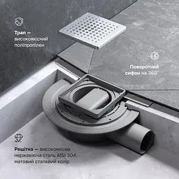 Трап для душу точковий AM.PM Masterflow Cut Gradient 100 мм, універсальний затвор, хром (W01BD-P11-010-01SB) - мініатюра 4