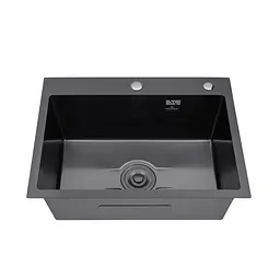 Кухонна мийка Kroner KRP Derby - 5843HM PVD (2,5/0,5 мм) CV027241, Чорний - мініатюра 4