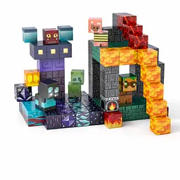 Магнітний конструктор Minecraft 100 шт + 3 фігурки по грі Майнкрафт Підземелля та лава Mk001019 - мініатюра 8
