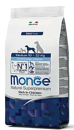 Сухий корм Monge Medium Puppy&Junior Rich in Chicken для цуценят середніх порід зі смаком курки та рису 15 кг (8009470006347)