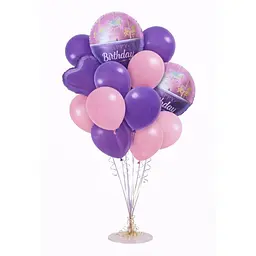 Набір повітряних фольгованих кульок Happy Birthday з сердечками надувні декоративні для свят 12 шт.