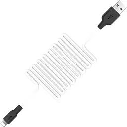 USB Cable Hoco X21 Plus Silicone Lightning Black/White 2m - мініатюра 2