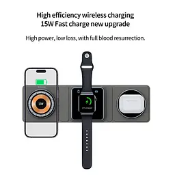 Заряджання Qi 3in1 Foldable Magnetic Wireless Charger XYJ X8 для Phone, Apple Watch, AirPods - мініатюра 5
