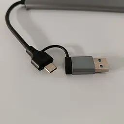 USB концентратор 8 в 1/USB хаб з 4 USB-портами, Type-C порт, TF/SD-картридер, аудіо вихід - мініатюра 7