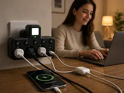 Мережевий фільтр з підсвічуванням 3 розетки, 2500 Вт (2хUSB + Type-C) / Мережевий трійник / Адаптер в розетку - мініатюра 2