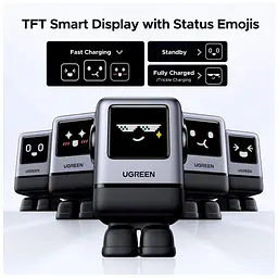 Зарядний пристрій Ugreen 1xUSB + 3xUSB-C GaN 100W Robot X688 gray (45515B) - мініатюра 4