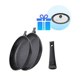 Набір універсальних сковорідок 24 і 28 см Smart Handle + скляна кришка MultiSize - мініатюра 8