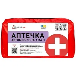 Аптечка медична автомобільна АМА-1 згідно ДСТУ 3961-2000 Poputchik м'який футляр (02-076-М) 