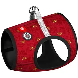 Шлея для собак м'яка Waudog Clothes, з QR паспортом, Супермен червоний, XS4, 36-39х26-28 см
