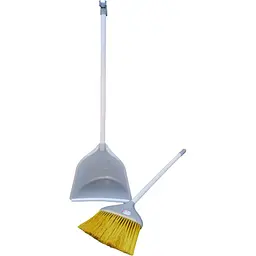 Совок для прибирання Zambak Plastik та щітка з довгими ручками сірий (ZP-129g) - мініатюра 3