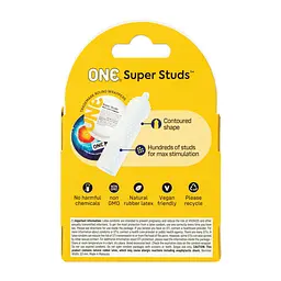 Презервативи ONE Super Studs, 3 шт, з точковим рельєфом, зі змазкою, паковання — картонна коробка - мініатюра 2