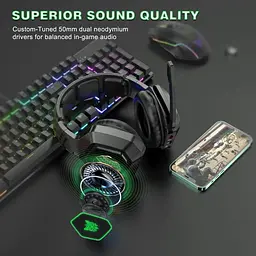 Навушники 2 в 1 комбо Onikuma K10 Gaming with LED 2.4Ghz та 3.5mm - мініатюра 2