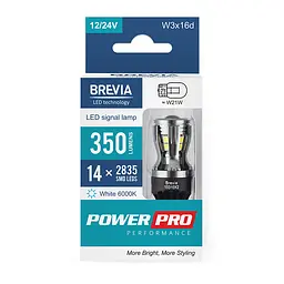 Автолампа Brevia PowerPro LED W21W 350Lm 14x2835SMD 12/24V CANbus, 2шт(10310X2)