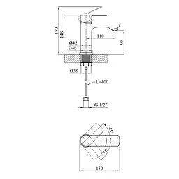 Змішувач для раковини Kroner KRM Main - C010 CV018617 Хром - мініатюра 2