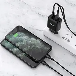 Зарядний пристрій 220В 2 USB з кабелем Hoco N7 Speedy - мініатюра 7