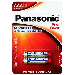 Батарейка Panasonic AAA LR03 Pro Power * 2 (LR03XEG/2BP) - мініатюра 1