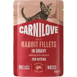 Вологий корм для кошенят Carnilove Gravy Rabbit with Marigold Kitten кролик і календула в соусі 85 г
