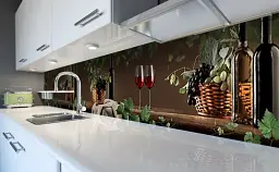 Вініловий кухонний фартух Happy Pocket Виноград в кошику наклейка кухні вино 3Д Напої Коричневий Z181605