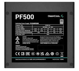 Блок живлення Deepcool 500 Вт PF500, Black, 80+ Standard, Active PFC, 12 см, 2xMolex / 6xSATA / 2x6+2-pin / 1x4+4-pin / 20+4-pin, захист: OPP/OVP/SCP/UVP, ATX12V V2.4 (R-PF500D-HA0B-EU) - мініатюра 2
