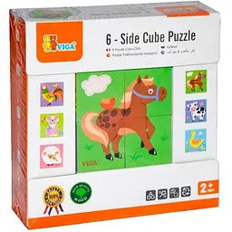 Дерев'яні кубики-пазл Viga Toys Фермерські звірята (50835) - мініатюра 3