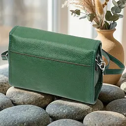 Компактна жіноча шкіряна сумка з напівкруглим клапаном Vintage 22260 зелена - мініатюра 3