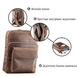 Рюкзак унісекс з матової шкіри SHVIGEL 11175 коричневий - мініатюра 4