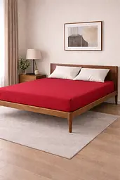 Простирадло на резинці Ecotton 90х200 см із сатину однотонне червоного кольору Red (22538) - мініатюра 2