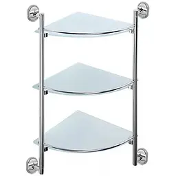 Полиця Frap скляна потрійна кутова 250x250 F1907-3 1/10, Хром