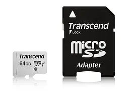 Карта памяти Transcend 300S microSDXC UHS-I+SD Adapter 64 GB (TS64GUSD300S-A)