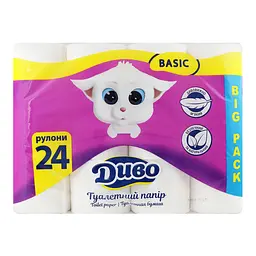 Папір туалетний Диво Basic двошаровий 24 рулона - мініатюра 3